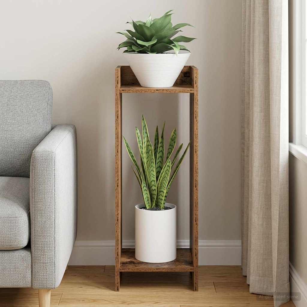 vidaXL Βάση φυτών Παλαιωμένο ξύλο 30 x 30 x 80 cm Επεξεργασμένο Ξύλο