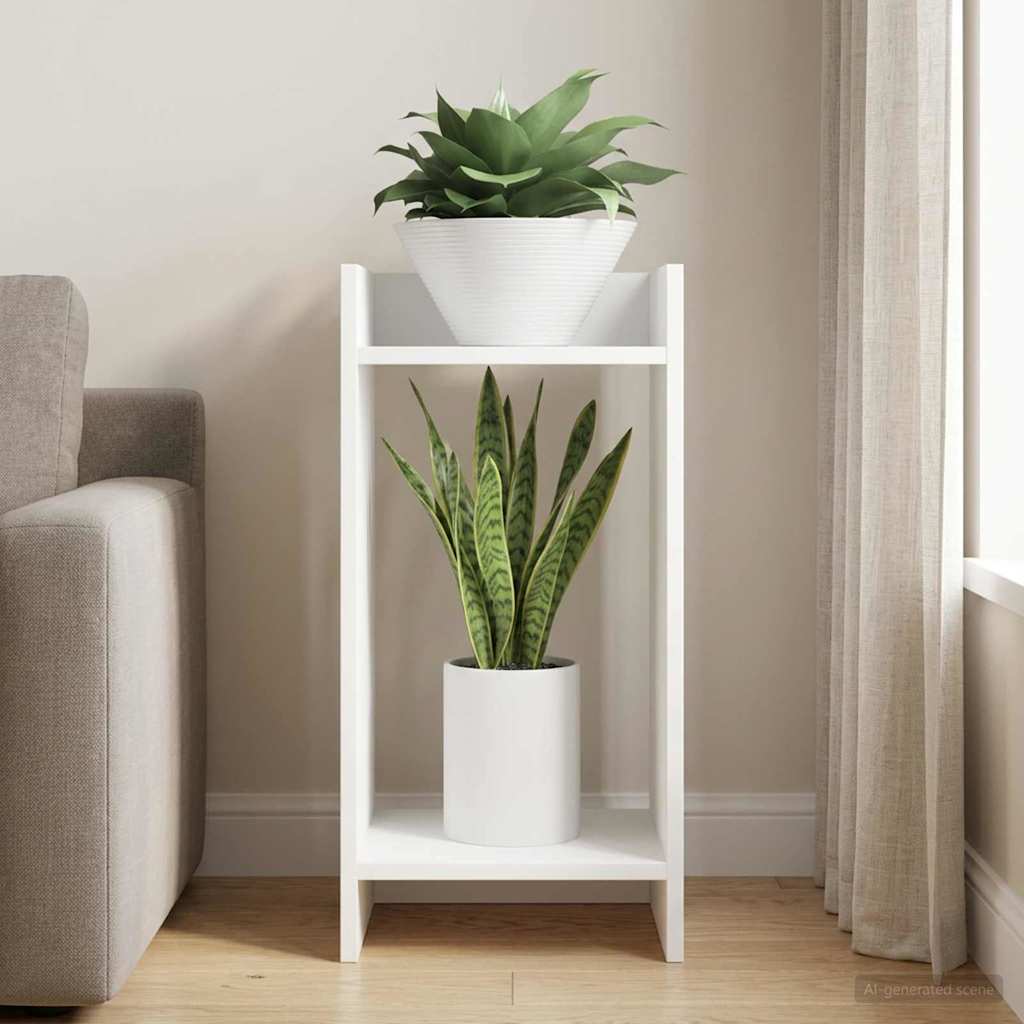 vidaXL Βάση φυτών Λευκός 30 x 30 x 60 cm Μηχανικά επεξεργασμένο ξύλο