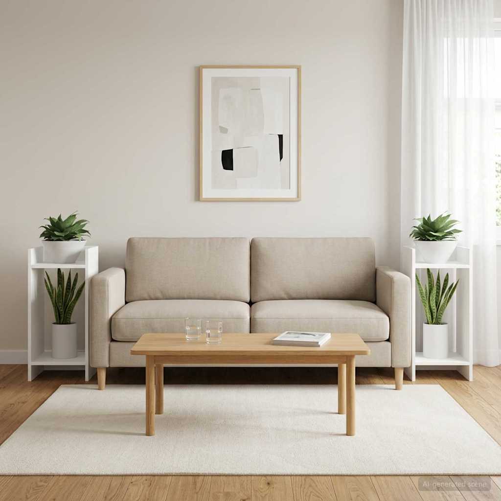 vidaXL Βάση φυτών με ράφι 2 pcs Λευκός 30 x 30 x 60 cm