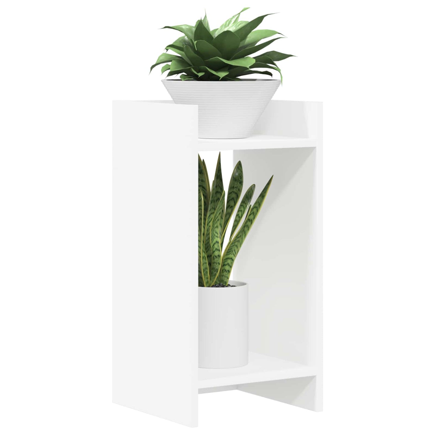 vidaXL Βάση φυτών με ράφι 2 pcs Λευκός 30 x 30 x 60 cm