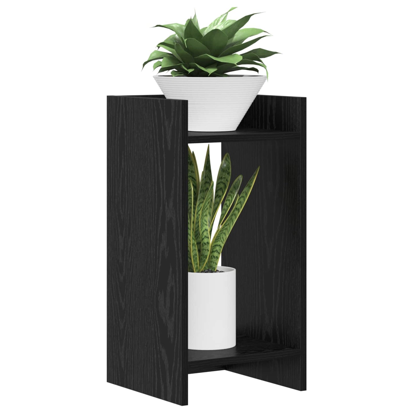 vidaXL Βάση φυτών με ράφι Μαύρη Δρυς 30 x 30 x 60 cm