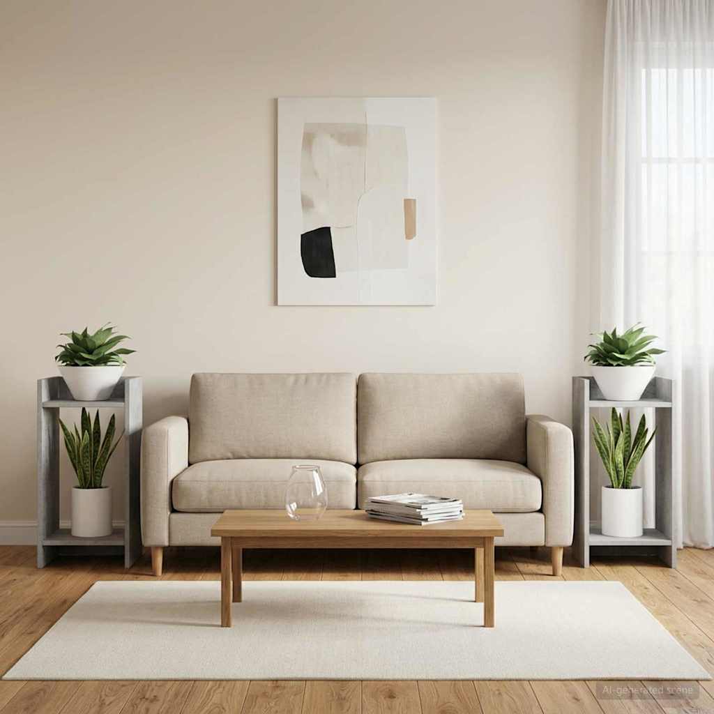 vidaXL Βάση φυτών με ράφι 2 pcs Σκυρόχρωμο Γκρι 30 x 30 x 60 cm