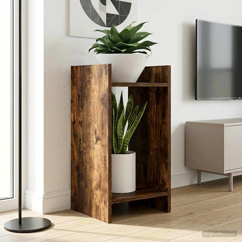 vidaXL Βάση φυτών με ράφι 2 pcs Καπνιστή Δρυς 30 x 30 x 60 cm