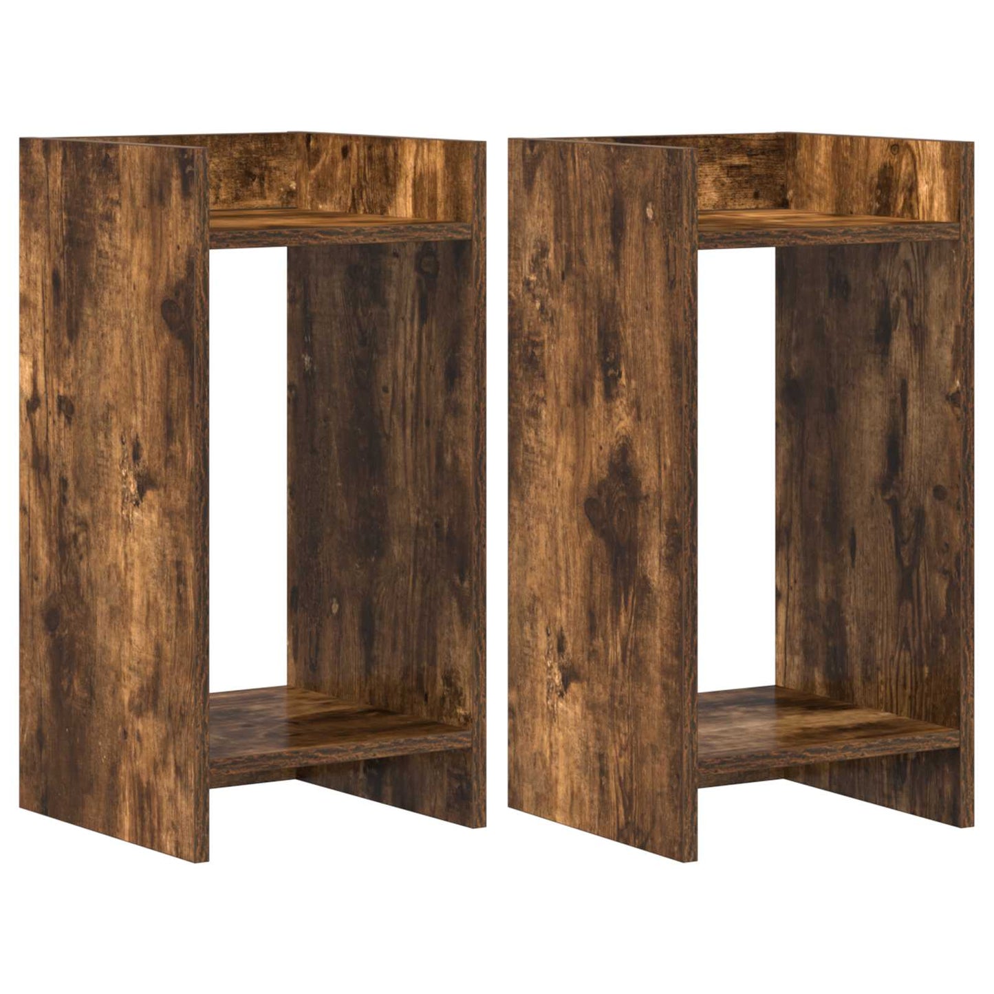 vidaXL Βάση φυτών με ράφι 2 pcs Καπνιστή Δρυς 30 x 30 x 60 cm
