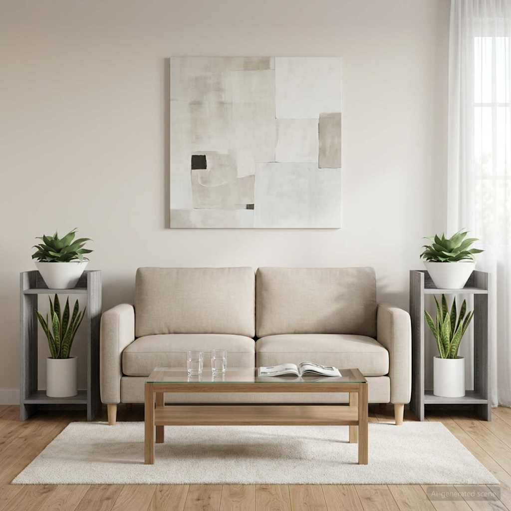 vidaXL Βάση φυτών 2 τεμ. Γκρι Sonoma 30 x 30 x 60 cm