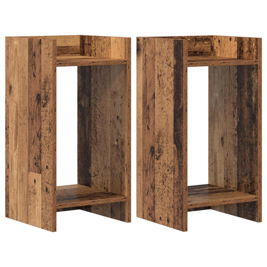 vidaXL Βάση φυτών με ράφι 2 pcs Παλιό ξύλο 30 x 30 x 60 cm