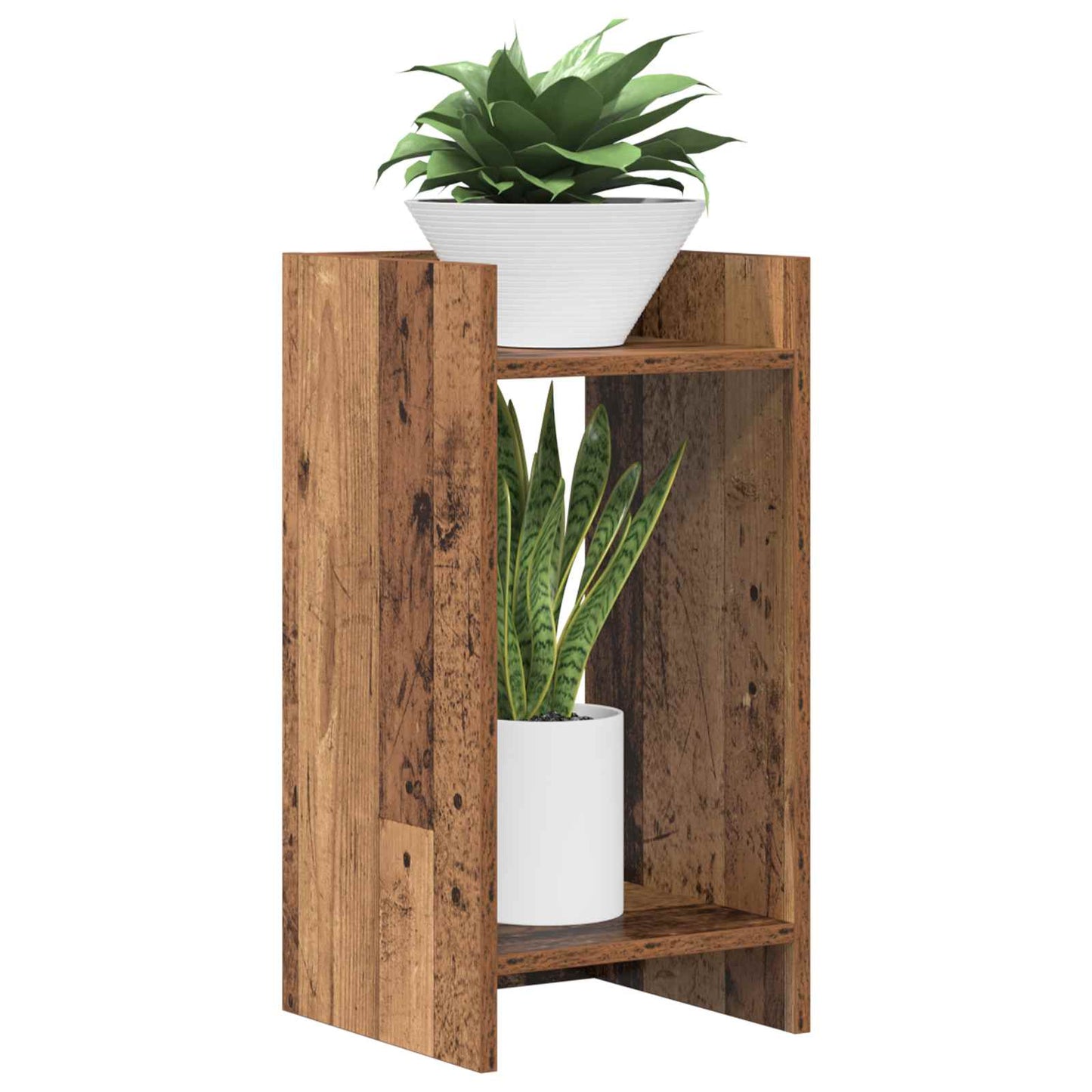 vidaXL Βάση φυτών με ράφι 2 pcs Παλιό ξύλο 30 x 30 x 60 cm