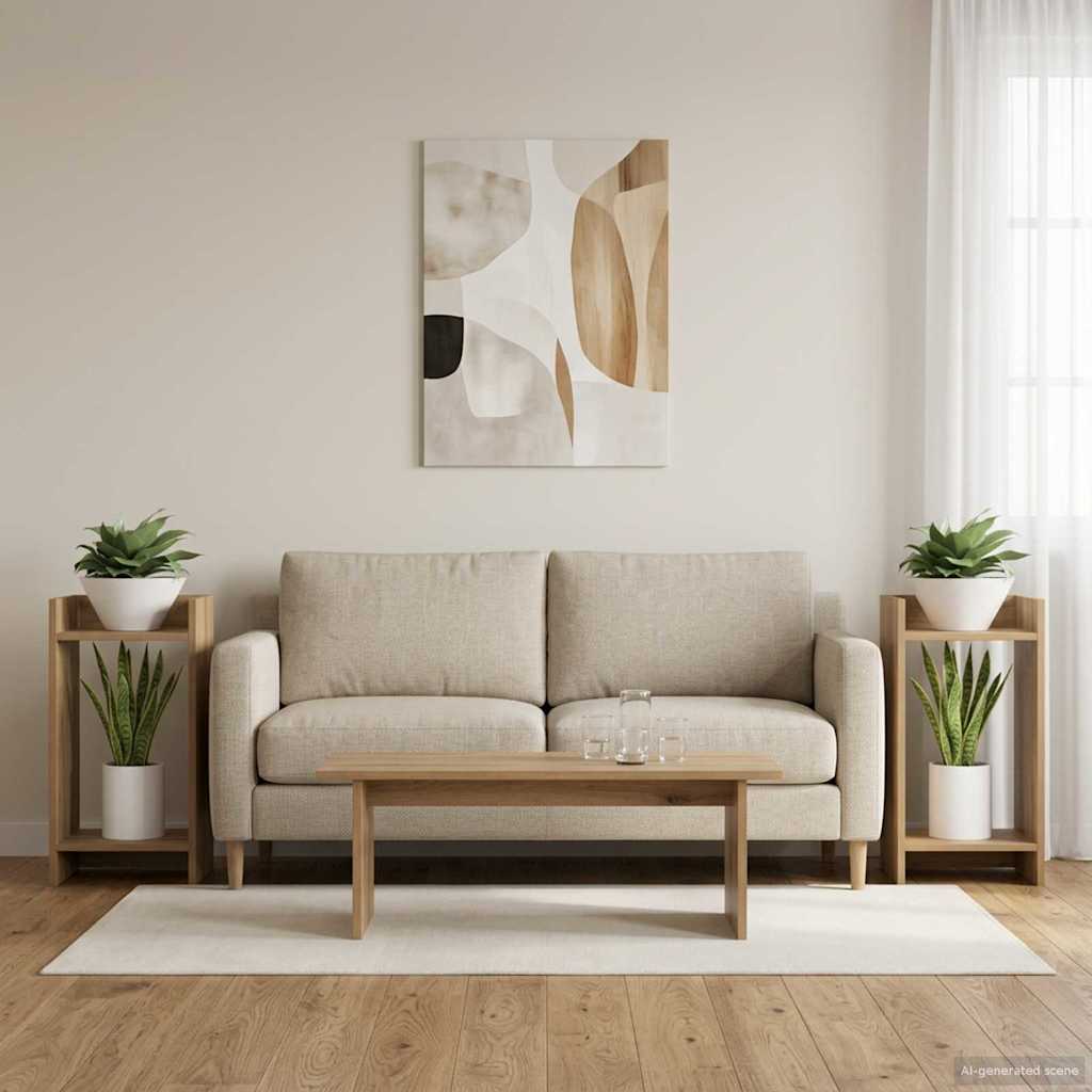 vidaXL Βάση φυτών με ράφι 2 pcs Τεχνίτικη Δρυς 30 x 30 x 60 cm