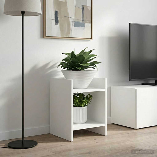 vidaXL Βάση φυτών με ράφι 2 pcs Λευκός 30 x 30 x 40 cm
