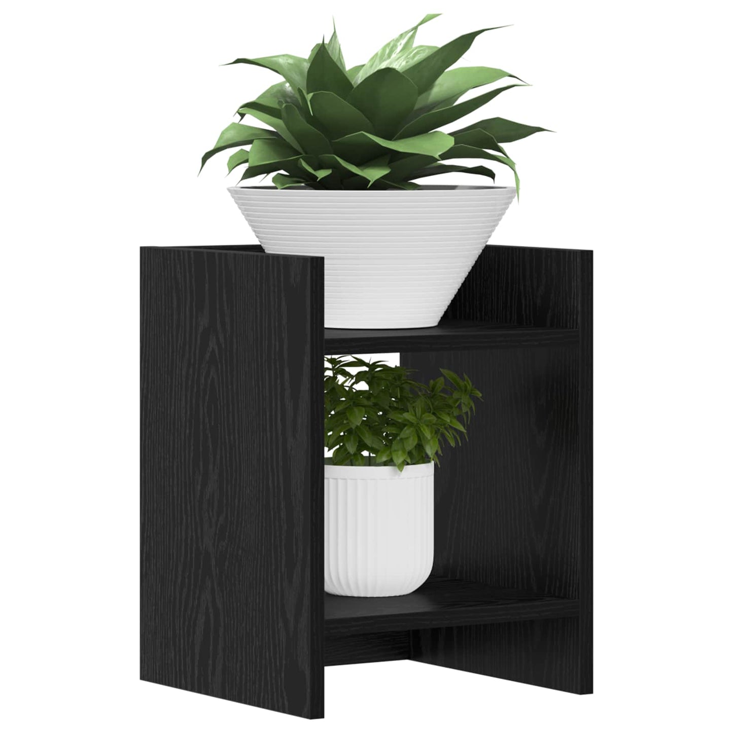 vidaXL Βάση φυτών με ράφι Μαύρη Δρυς 30 x 30 x 40 cm