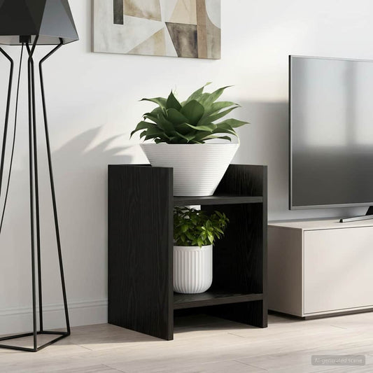 vidaXL Βάση φυτών με ράφι 2 pcs Μαύρη Δρυς 30 x 30 x 40 cm