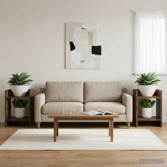 vidaXL Βάση φυτών 2 τμχ. Καπνιστή Δρυς 30 x 30 x 40 cm