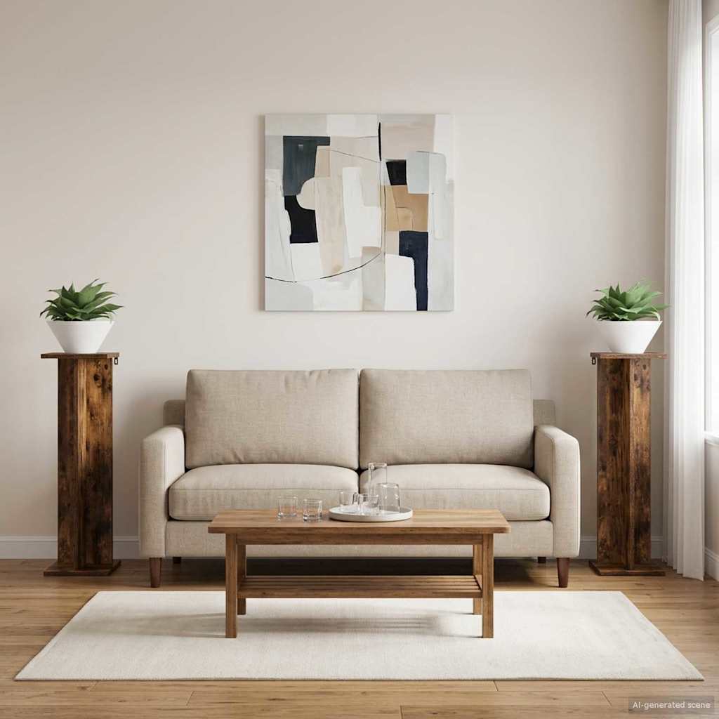 vidaXL Βάση φυτών 2 pcs Καπνιστή Δρυς 25 x 25,5 x 80,5 εκ.