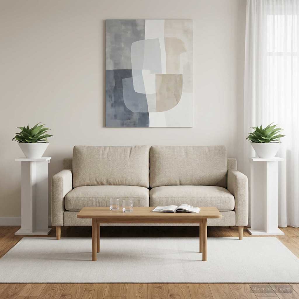 vidaXL Βάση φυτών 2 τμχ. Λευκός 25 x 25,5 x 60,5 εκ.