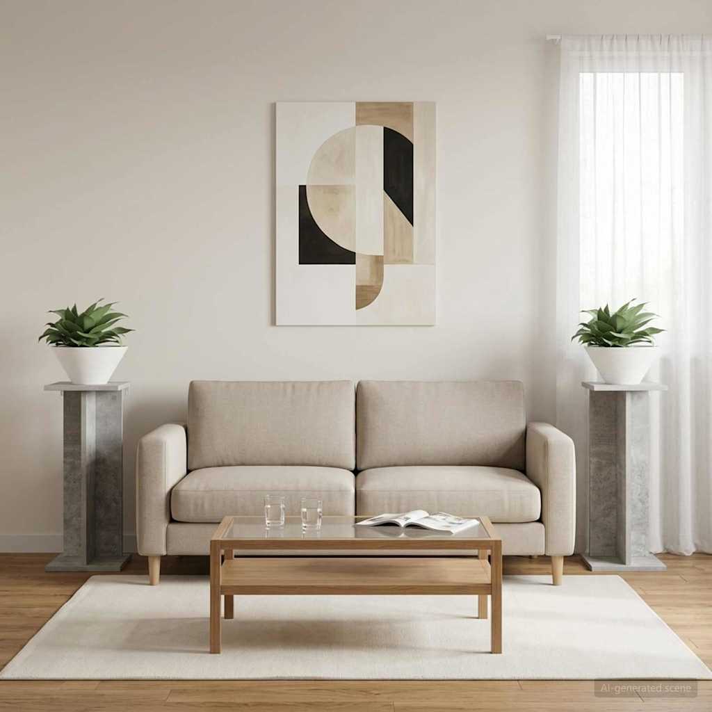 vidaXL Βάση φυτών 2 τεμ. Γκρι Σκυροδέματος 25 x 25,5 x 60,5 εκ.