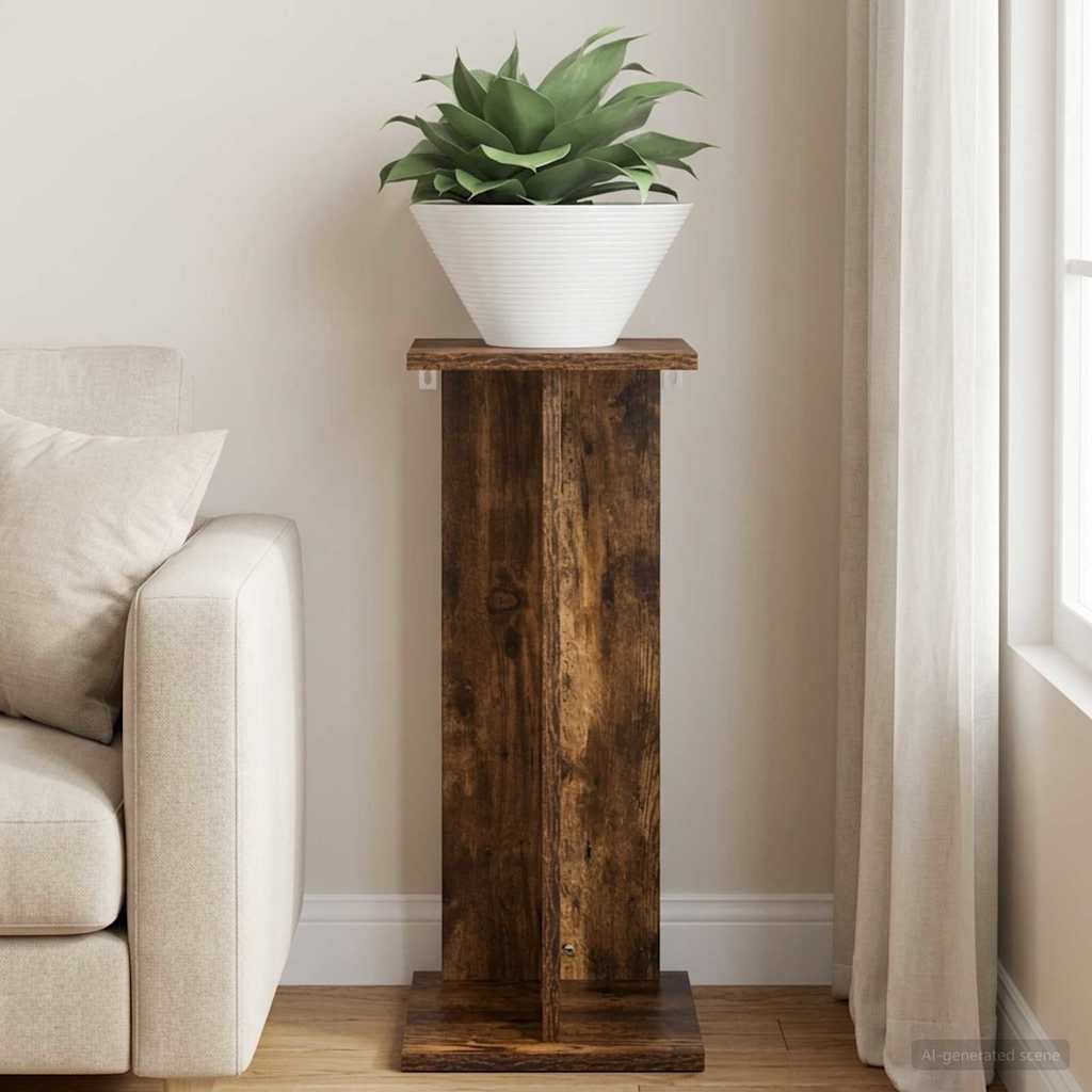 vidaXL Βάση φυτών Καπνισμένο Ξύλο Δρυός 25 x 25,5 x 60,5 εκ.