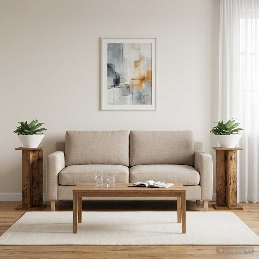 vidaXL Βάση φυτών 2 τμχ. Παλιό ξύλο 25 x 25,5 x 60,5 εκ.
