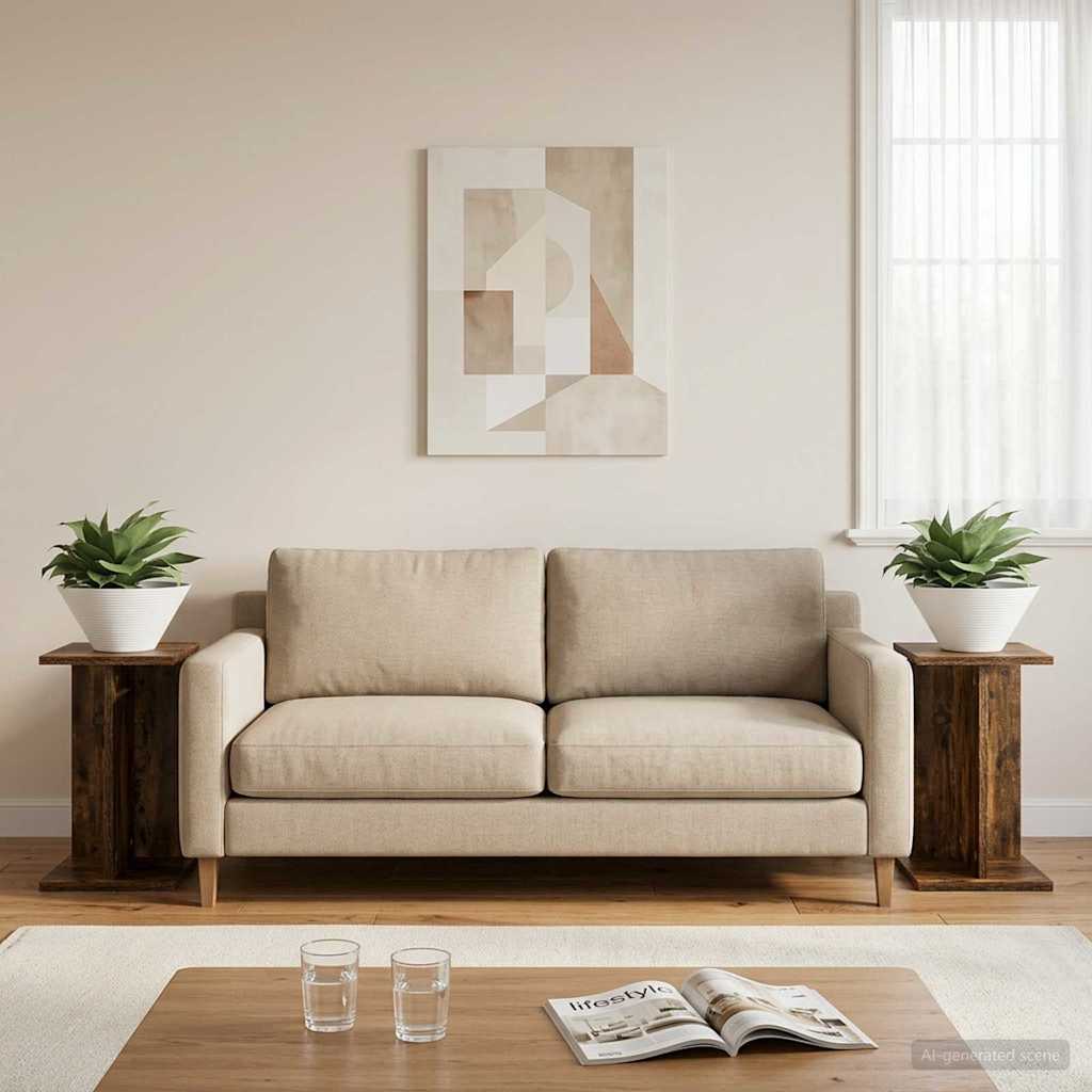 vidaXL Βάση φυτών 2 pcs Καπνιστή Δρυς 25 x 25,5 x 40,5 εκ.