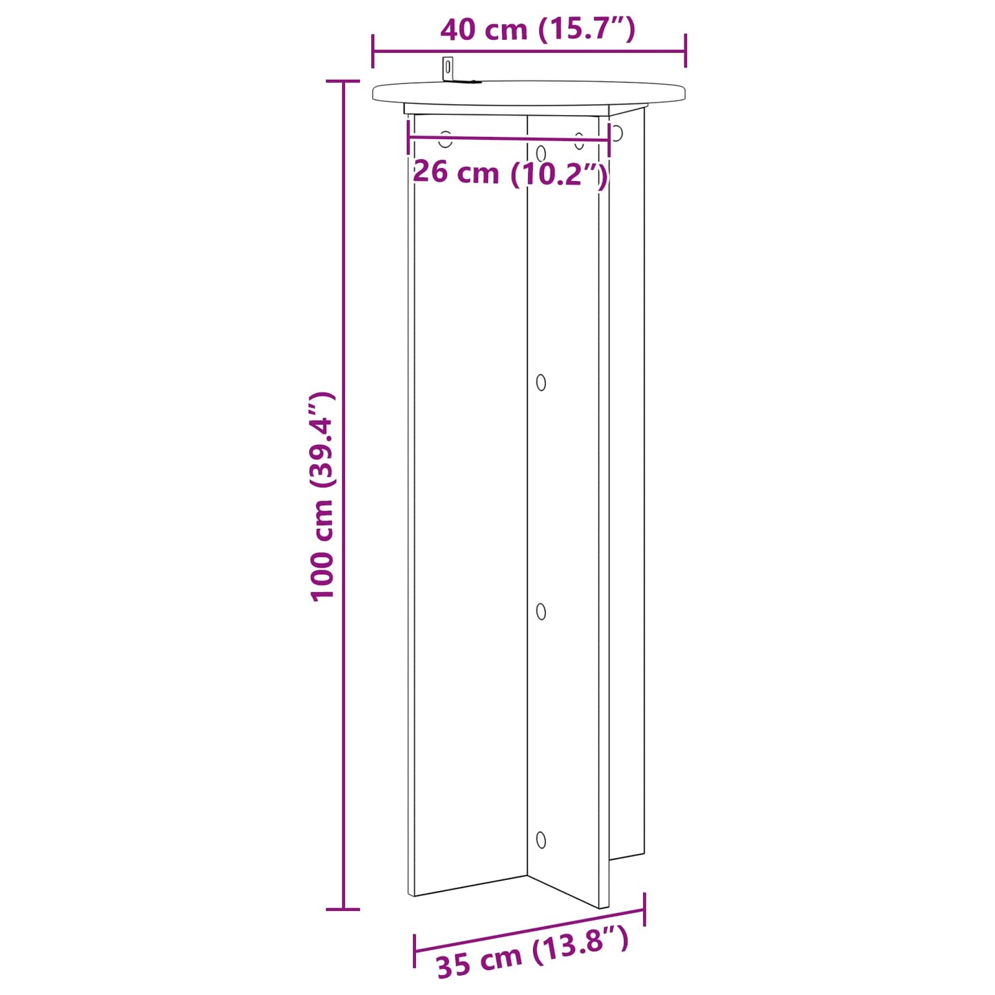 vidaXL Βάση φυτών 2 pcs Μαύρο Ø40 x 100 εκ. Επεξεργασμένο Ξύλο