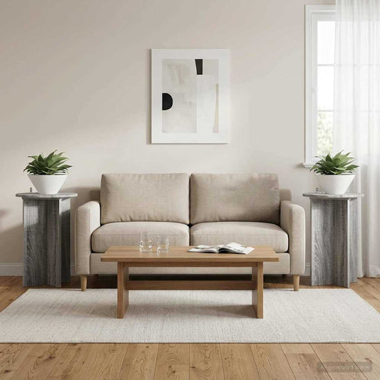 vidaXL Βάση φυτών 2 τμχ. Γκρι Sonoma Ø40 x 60 εκ. Επεξεργασμένο Ξύλο