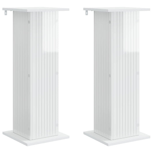 vidaXL Βάση φυτών 2 pcs Γυαλιστερό Λευκό 30,5 x 30 x 80,5 εκ