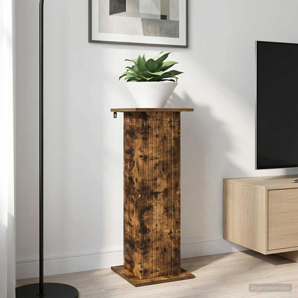vidaXL Βάση φυτών 2 pcs Καπνισμένο Ξύλο Δρυός 30,5 x 30 x 80,5 εκ