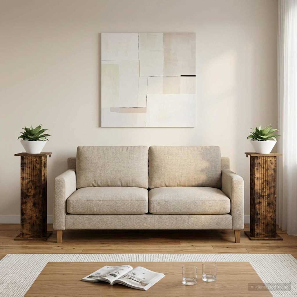 vidaXL Βάση φυτών 2 pcs Καπνισμένο Ξύλο Δρυός 30,5 x 30 x 80,5 εκ