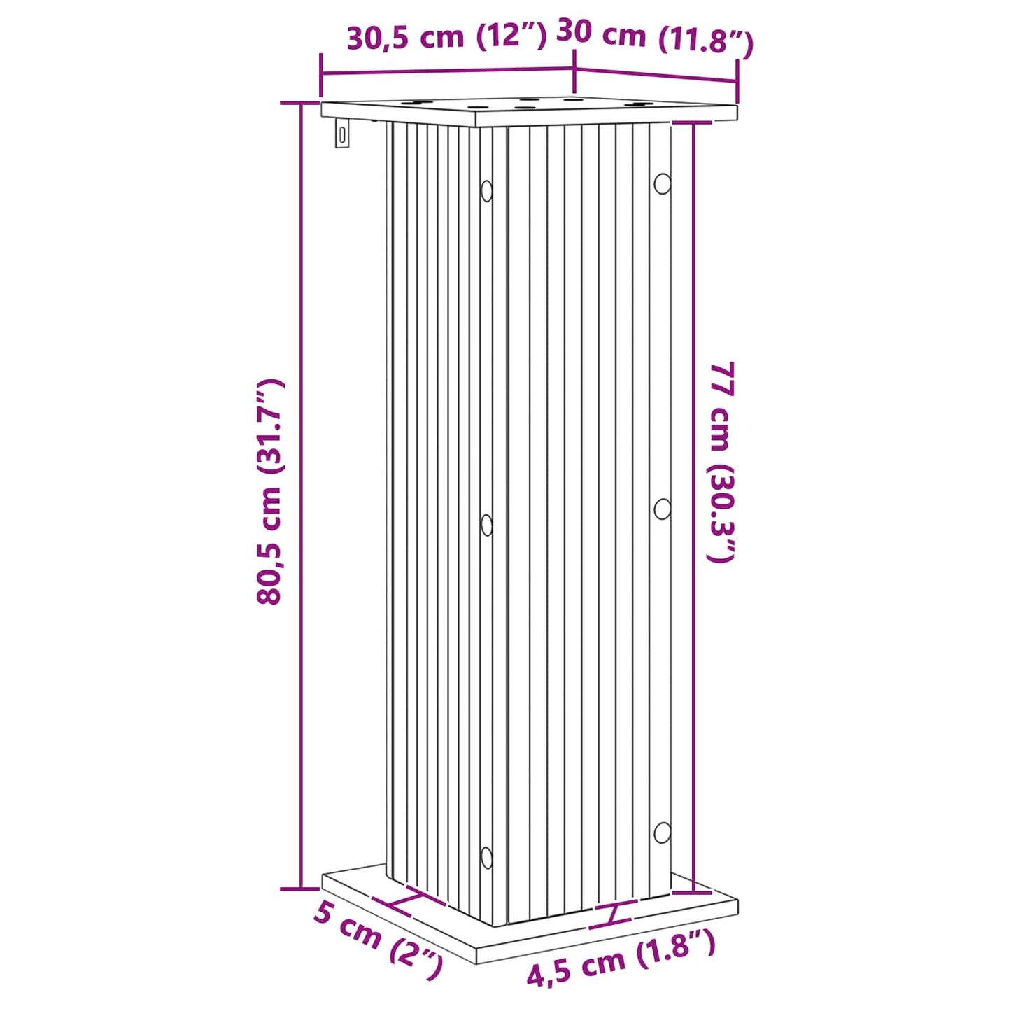 vidaXL Βάση φυτών 2 pcs Καπνισμένο Ξύλο Δρυός 30,5 x 30 x 80,5 εκ
