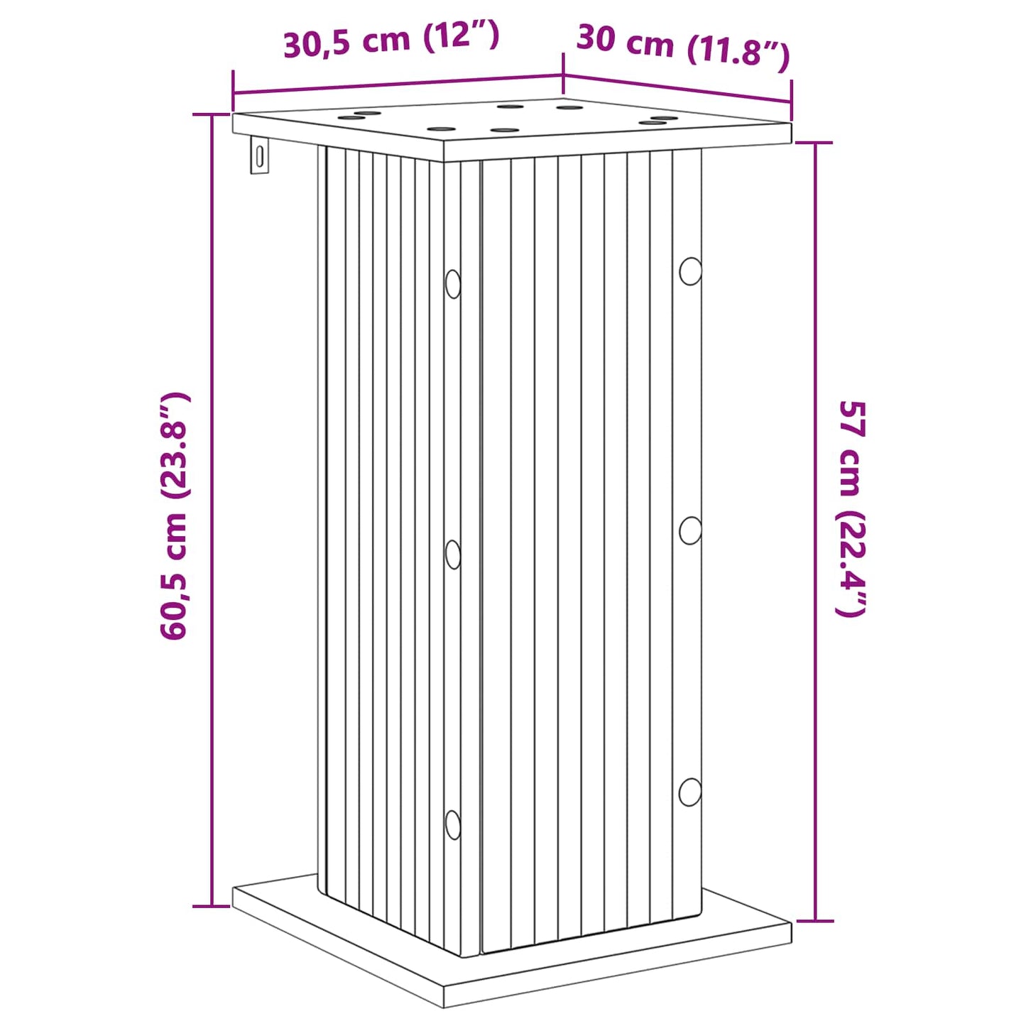 vidaXL Βάση φυτών 2 τμχ. Γκρι Σκυροδέματος 30,5 x 30 x 60,5 εκ