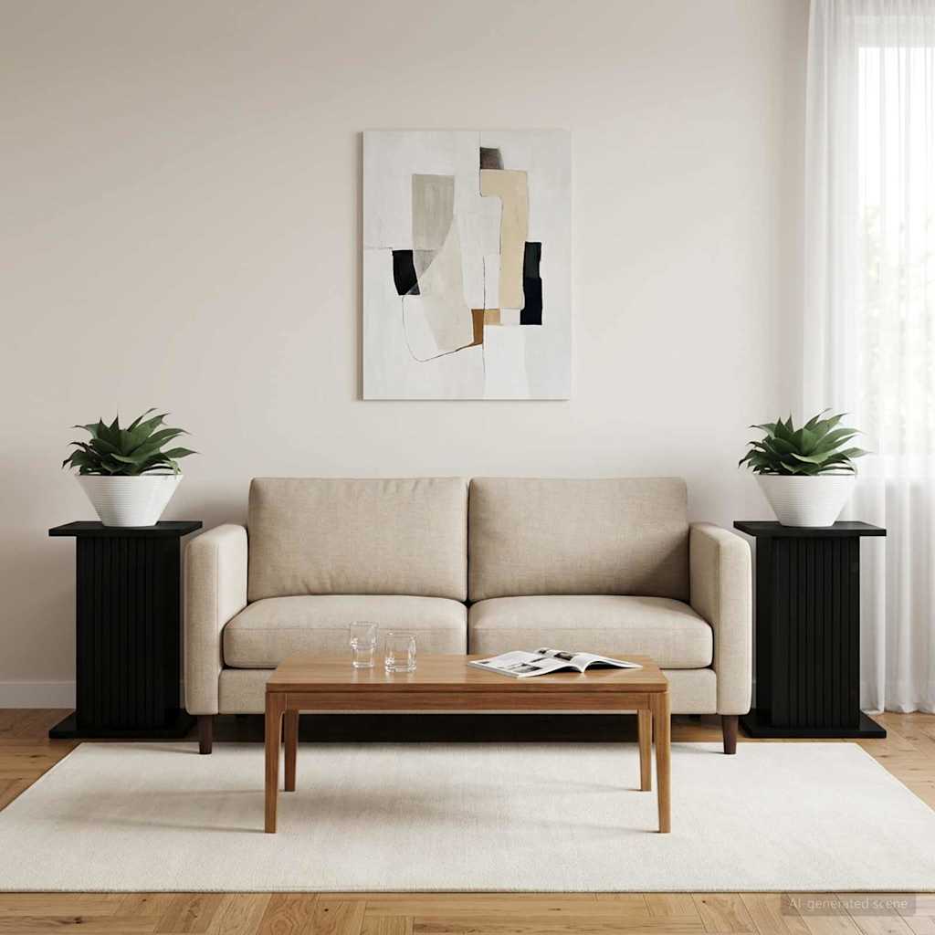 vidaXL Βάση φυτών 2 pcs Μαύρο 30,5 x 30 x 43 εκ Επεξεργασμένο Ξύλο