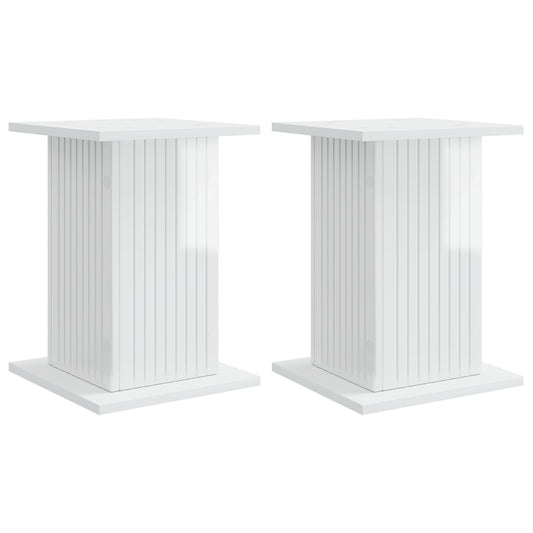 vidaXL Βάση φυτών 2 pcs Γυαλιστερό Λευκό 30,5 x 30 x 43 εκ