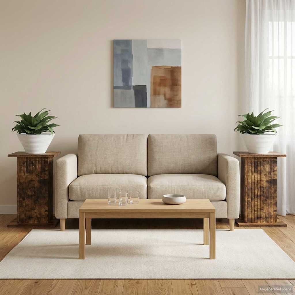 vidaXL Βάση φυτών 2 pcs Καπνισμένο Ξύλο Δρυός 30,5 x 30 x 43 εκ