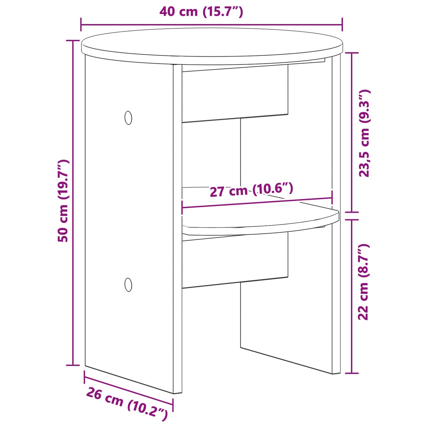 vidaXL Βοηθητικό ντουλάπι Καπνιστή Δρυς Ø40 x 50 εκ