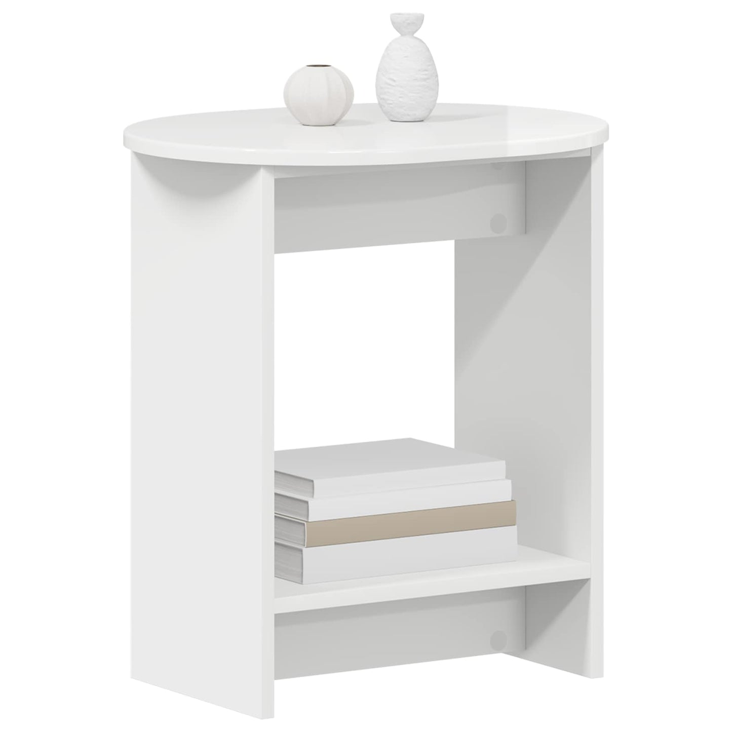 vidaXL Τραπεζάκι Πλευράς Γυαλιστερό Λευκό 50 x 39,5 x 55 εκ