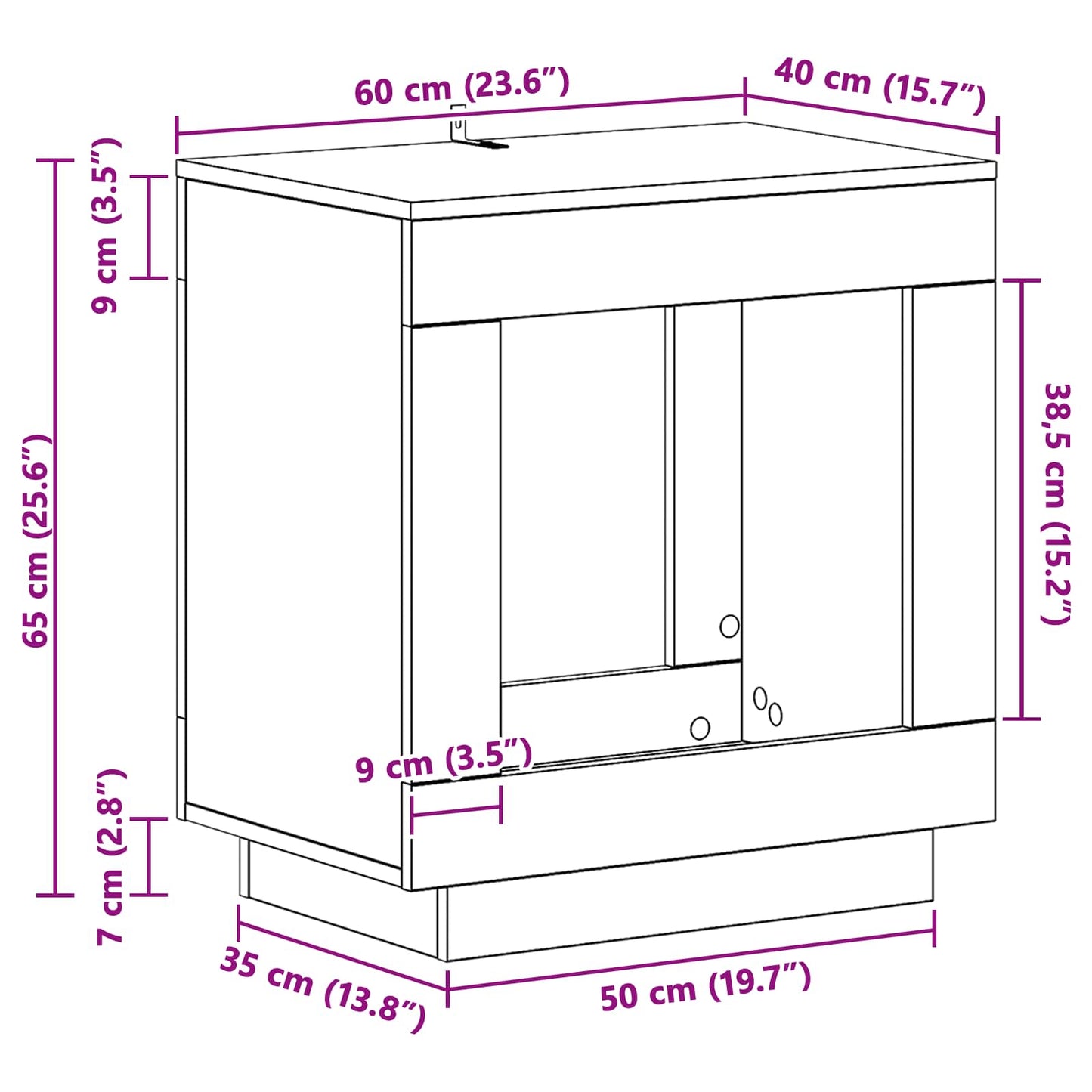 vidaXL Τραπεζάκι Πλευράς Artisan Δρυς 60 x 40 x 65 εκ.