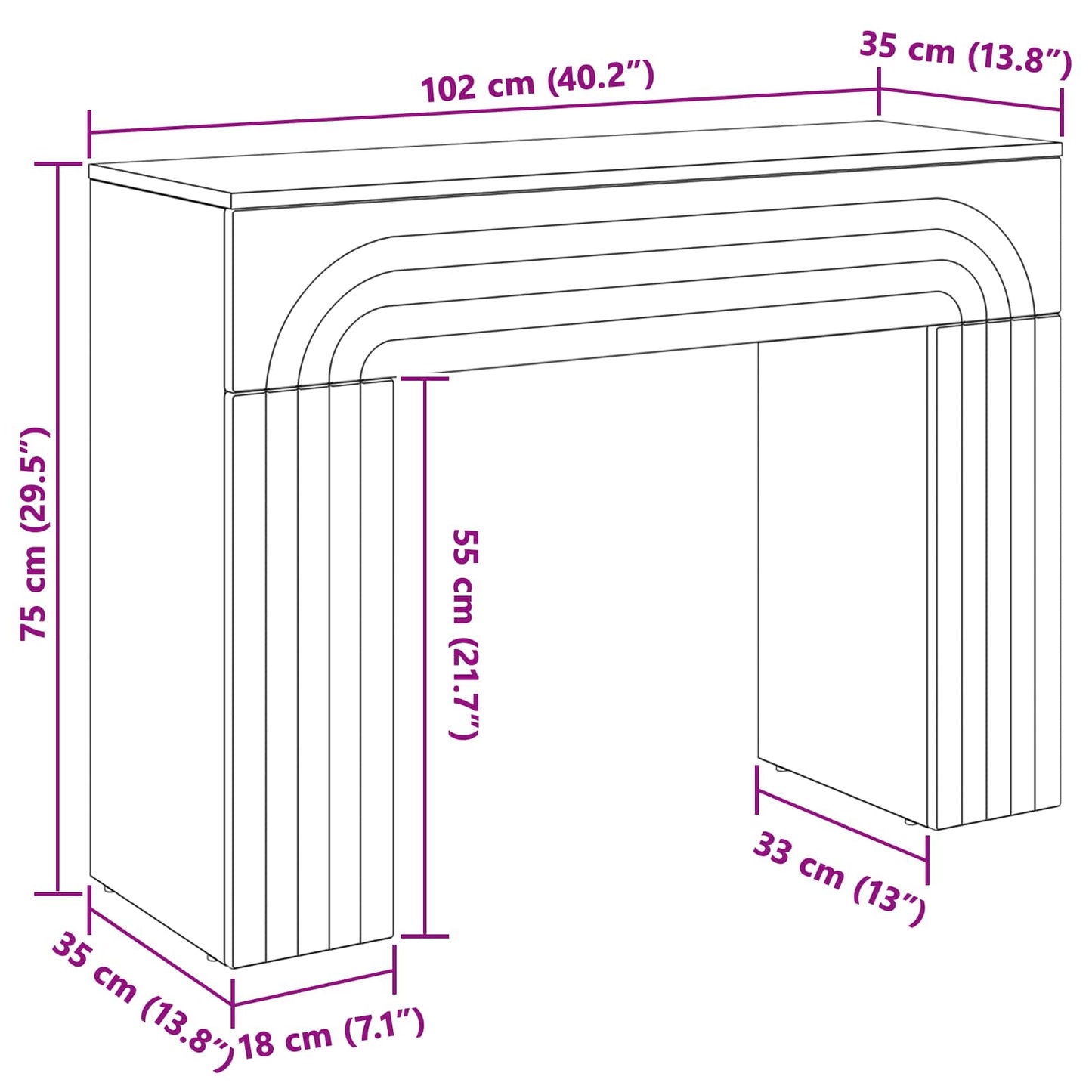 vidaXL Τραπεζάκι σαλονιού Γυαλιστερό Λευκό 102 x 35 x 75 εκ