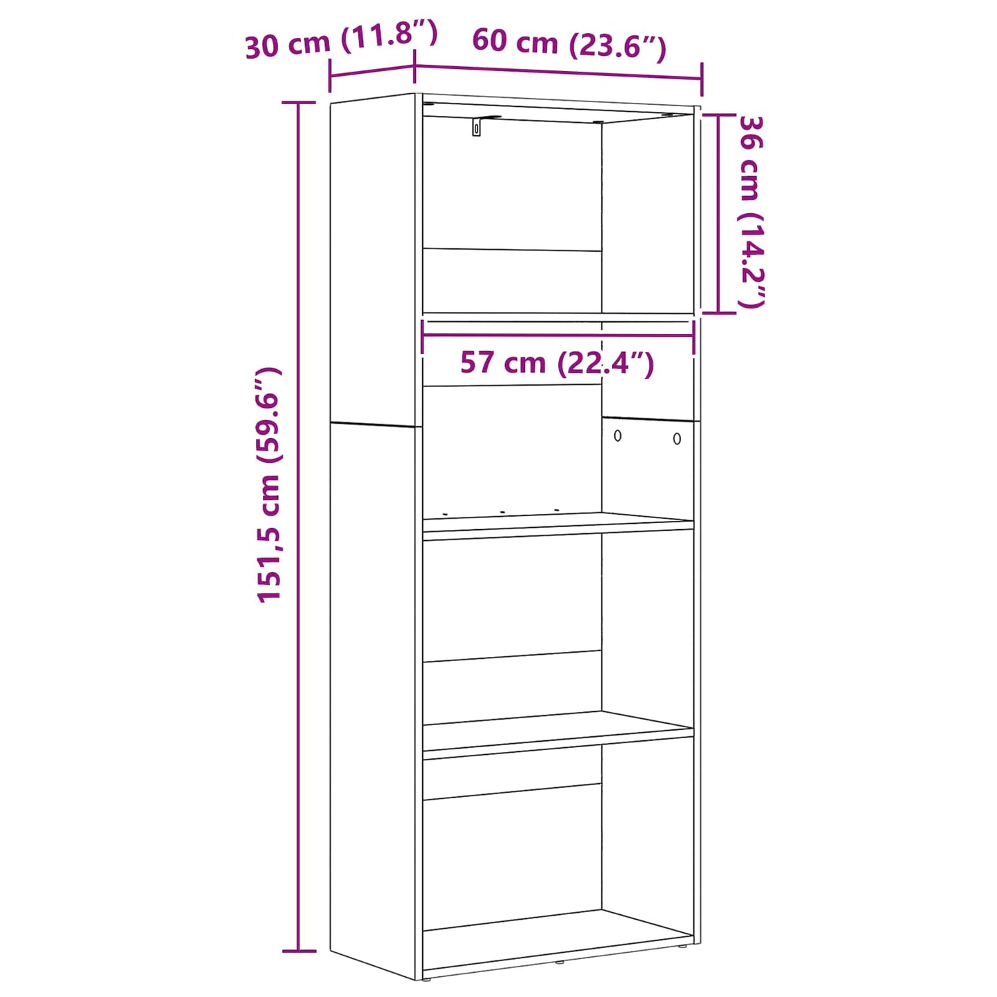 vidaXL Βιβλιοθήκη Μαύρη Οξυά 60 x 30 x 151,5 εκ. Επεξεργασμένο ξύλο