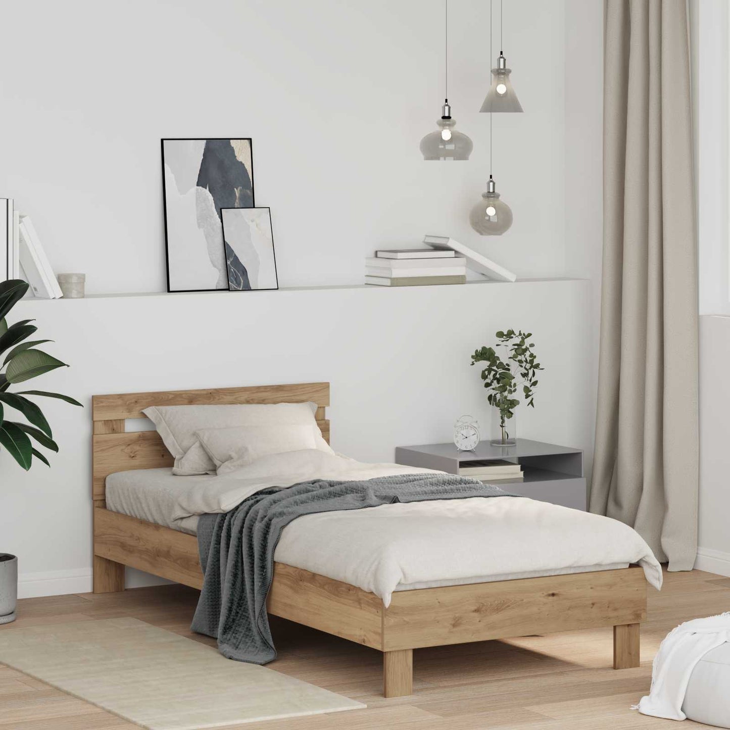vidaXL Σκελετός Κρεβατιού Artisan Oak 75 x 190 cm Επεξεργασμένο ξύλο