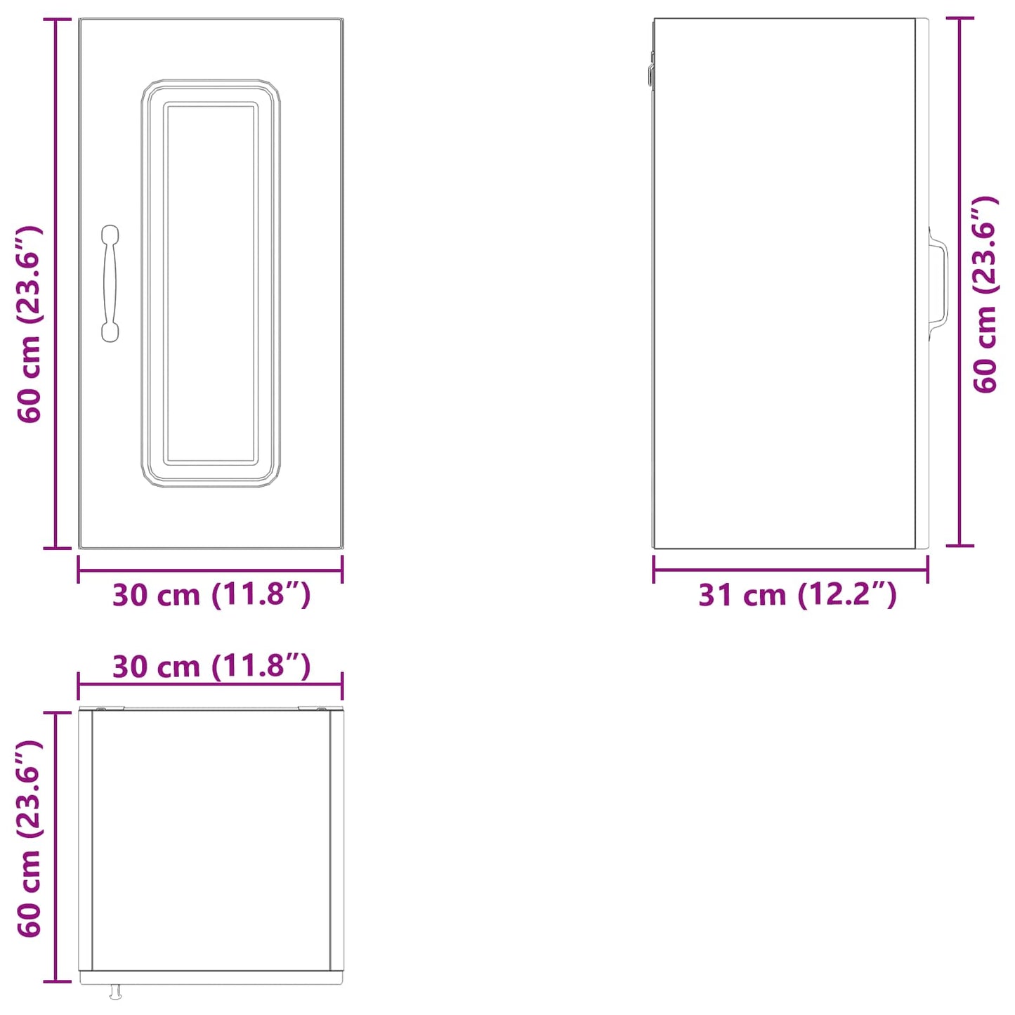 vidaXL Ντουλάπα Κουζίνας με πόρτα Kalmar Μαύρη Οξυά 30 x 31 x 60 εκ