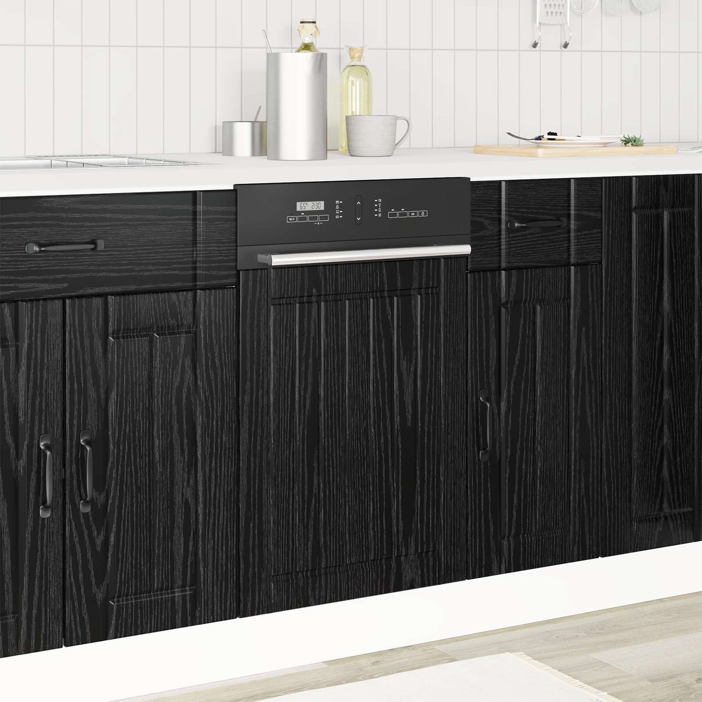 vidaXL Πάνελ πλυντηρίου πιάτων Lucca Μαύρη Δρυς 45 x 1,5 x 57 εκ