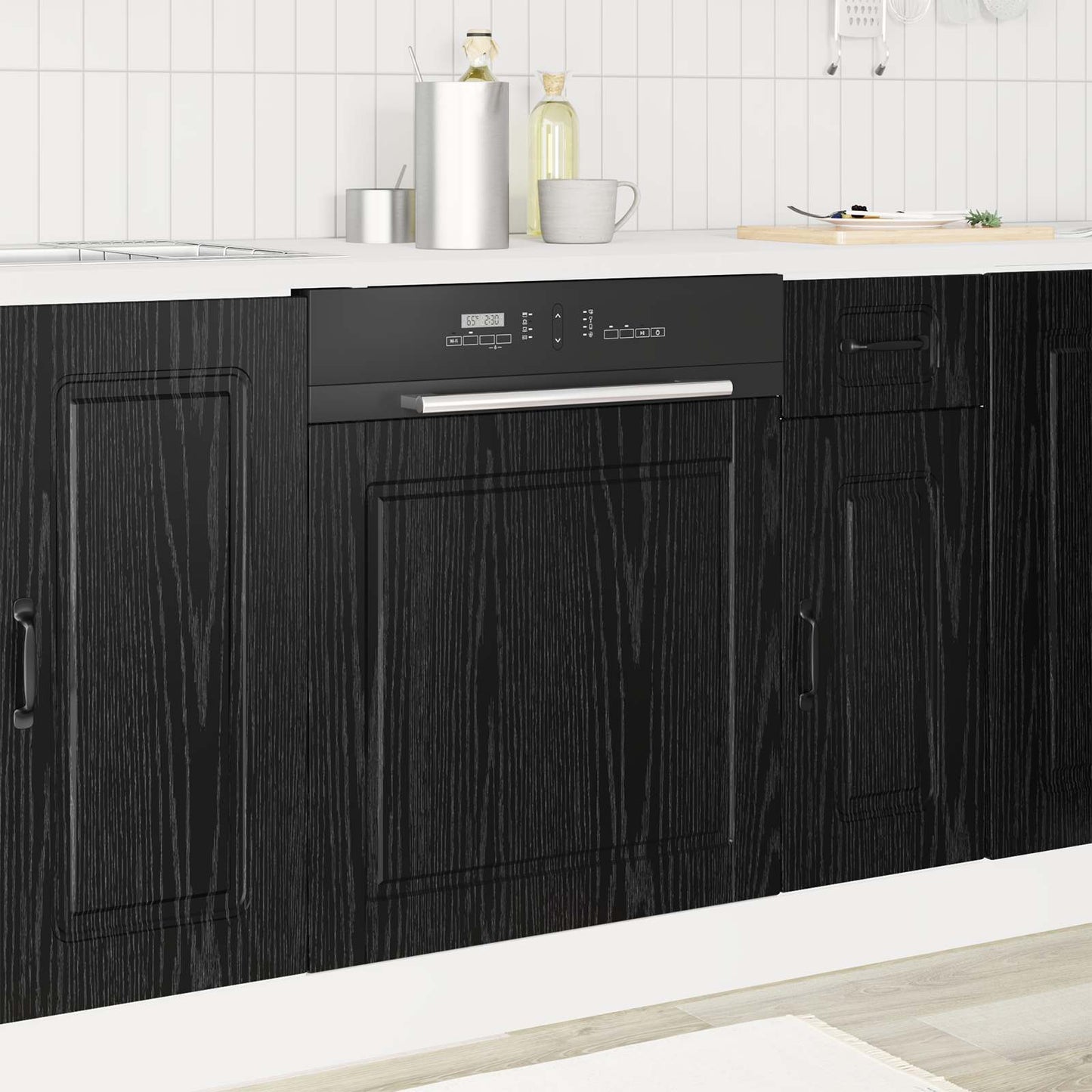 vidaXL Πάνελ πλυντηρίου πιάτων Μαύρη Οξυά 60 x 1,5 x 57 εκ