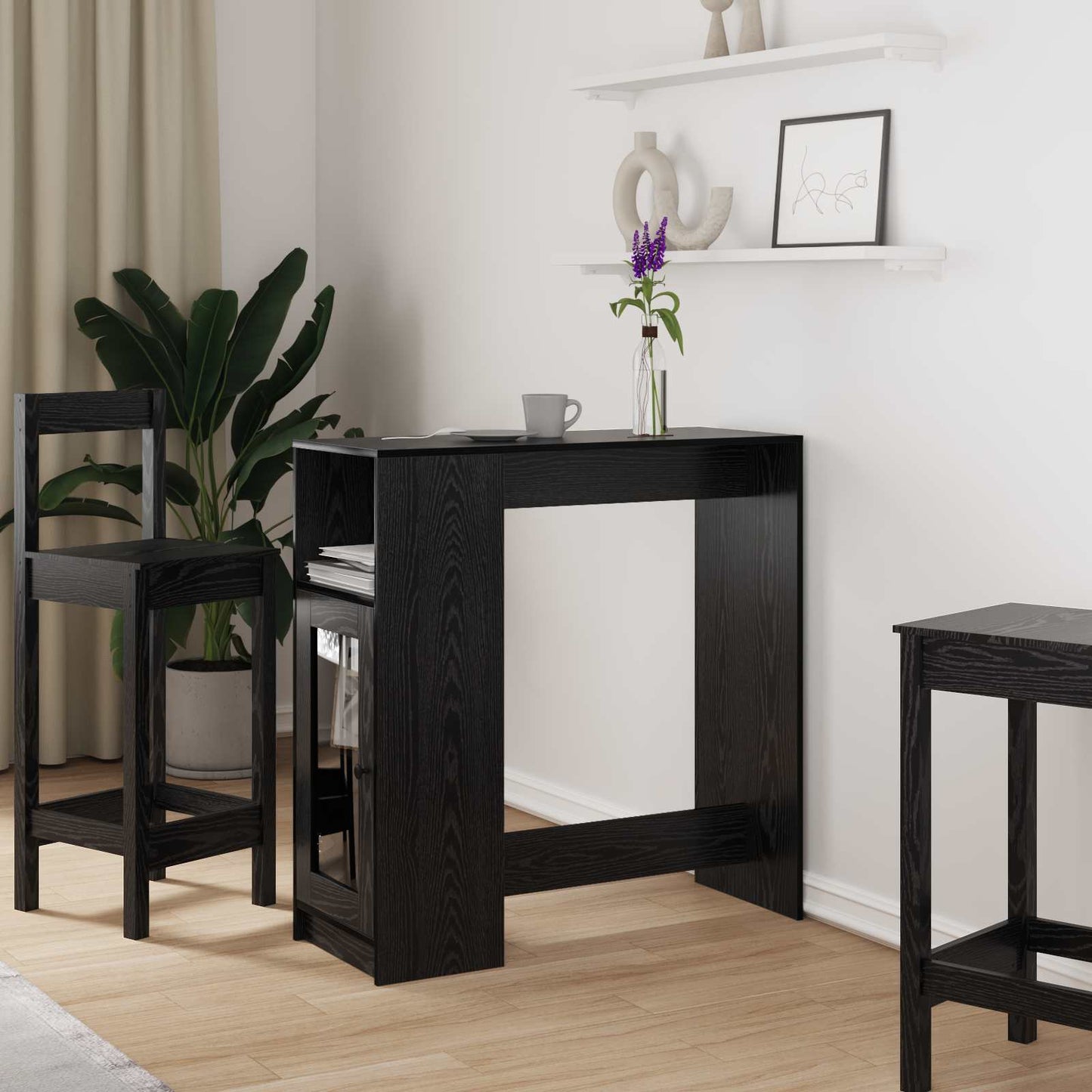 vidaXL Τραπέζι μπαρ Μαύρη Οξυά 101 x 40 x 103,5 εκ Επεξεργασμένο ξύλο