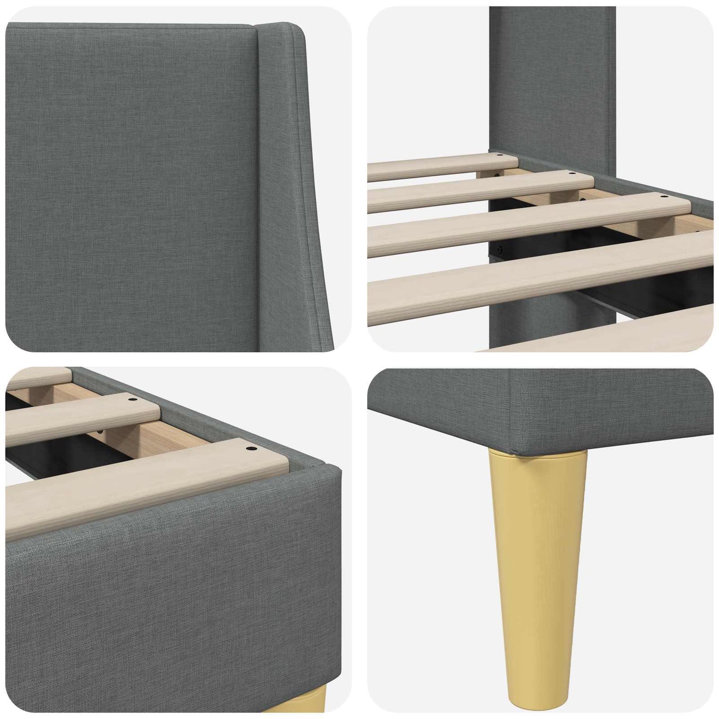 vidaXL Σκελετός Κρεβατιού με κεφαλάρι Σκούρο Γκρι 90 x 200 cm ύφασμα