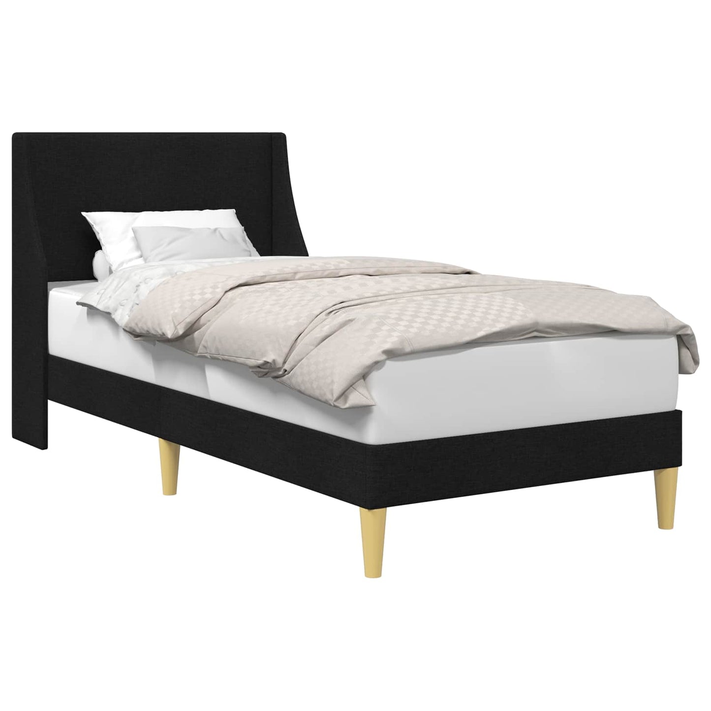 vidaXL Σκελετός Κρεβατιού με κεφαλάρι Μαύρο 90 x 200 cm ύφασμα