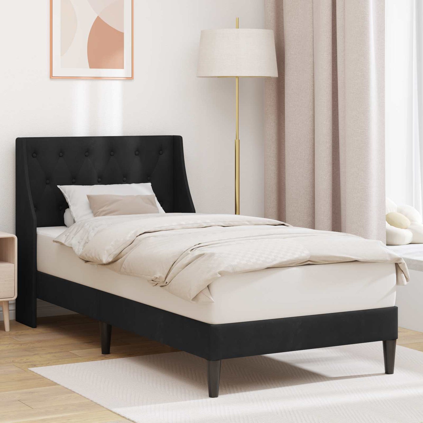 vidaXL Σκελετός Κρεβατιού με κεφαλάρι Μαύρο 80 x 200 cm Βελούδο