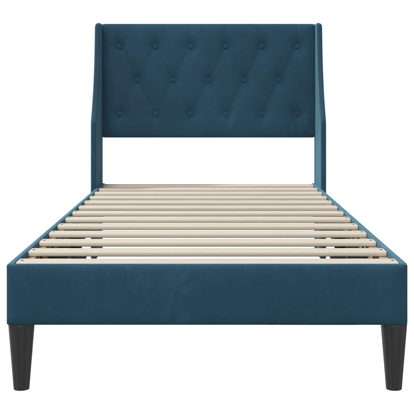 vidaXL Σκελετός Κρεβατιού με κεφαλάρι Μπλε 90 x 200 cm Βελούδο