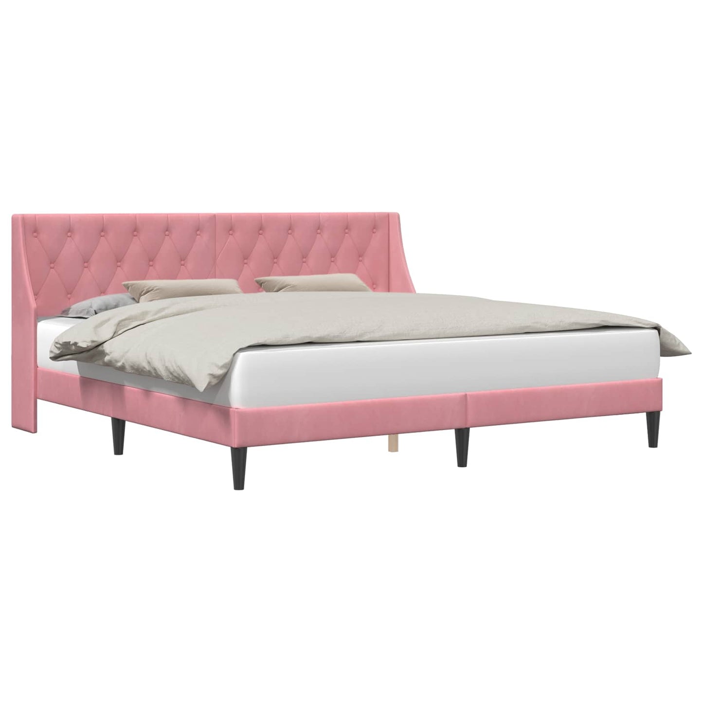 vidaXL Σκελετός Κρεβατιού με κεφαλάρι Ροζ 180 x 200 cm Βελούδο