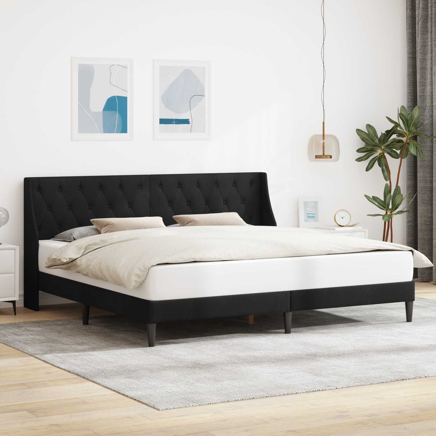 vidaXL Σκελετός Κρεβατιού με κεφαλάρι Μαύρο 200 x 200 cm Βελούδο