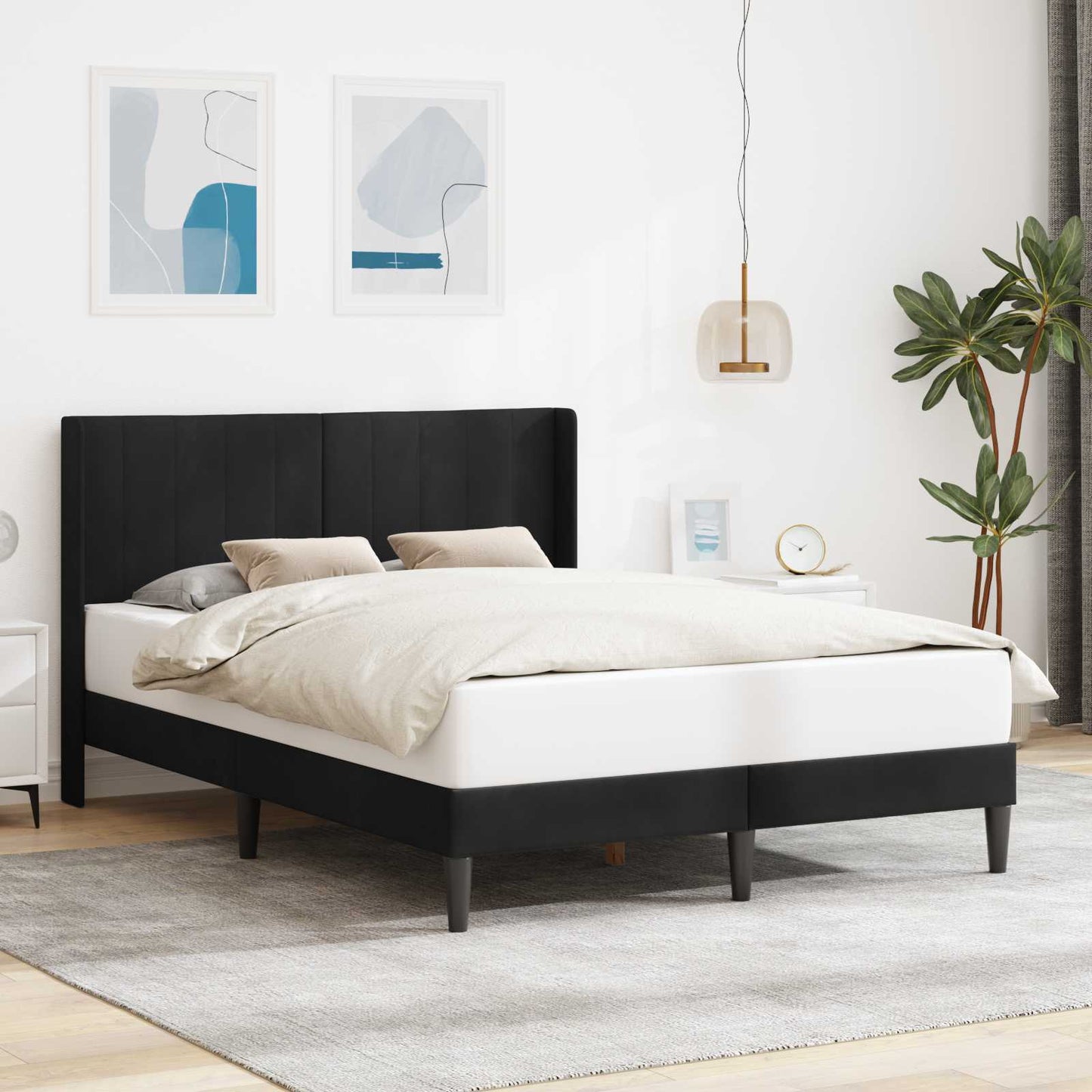 vidaXL Σκελετός Κρεβατιού με κεφαλάρι Μαύρο 140 x 200 cm Βελούδο