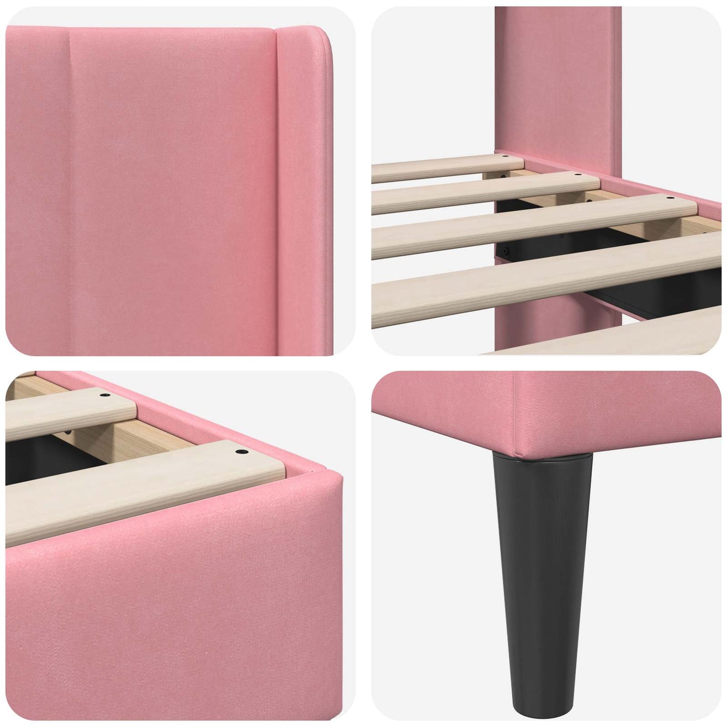 vidaXL Σκελετός Κρεβατιού με κεφαλάρι Ροζ 160 x 200 cm Βελούδο
